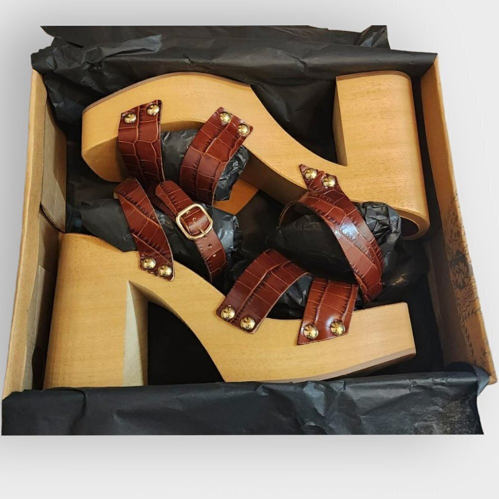 Free People Mallory Leather Clog Sandal Brown - Picture 6 of 8